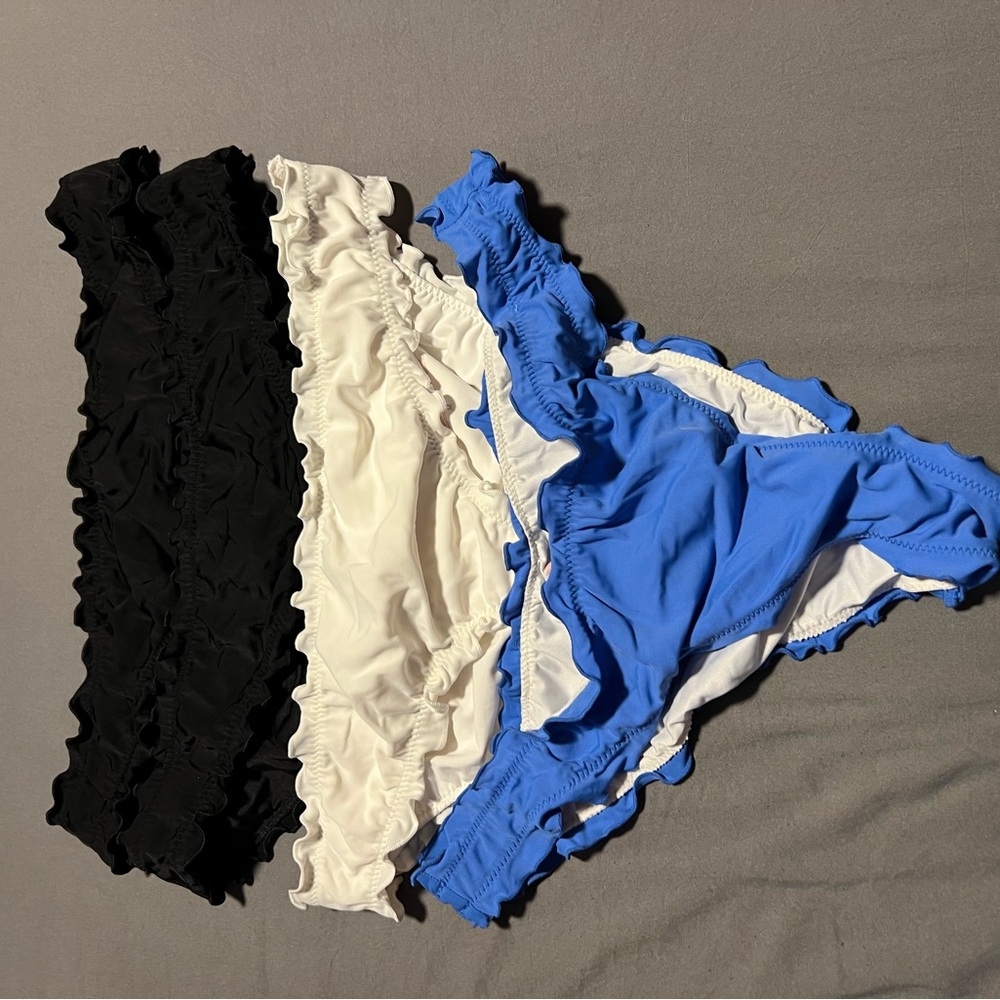Ruffled Black, White, and Blue Panties Set